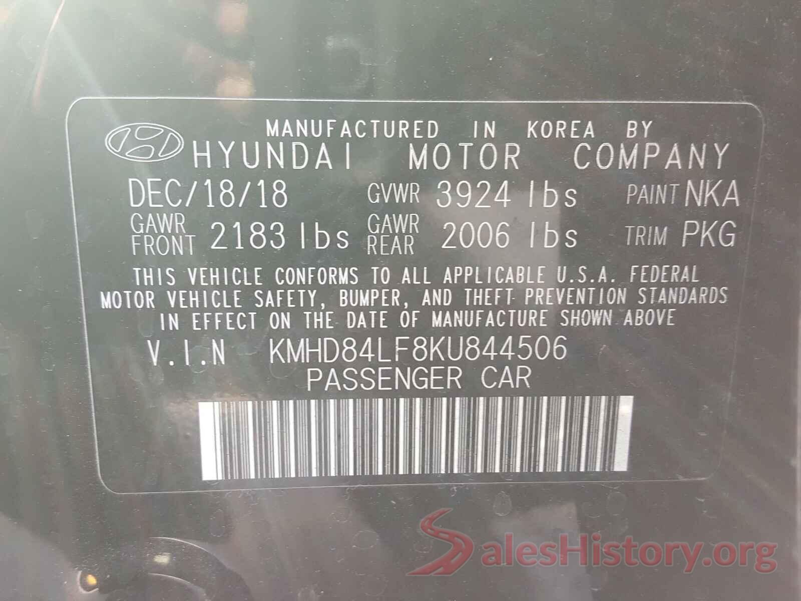 KMHD84LF8KU844506 2019 HYUNDAI ELANTRA