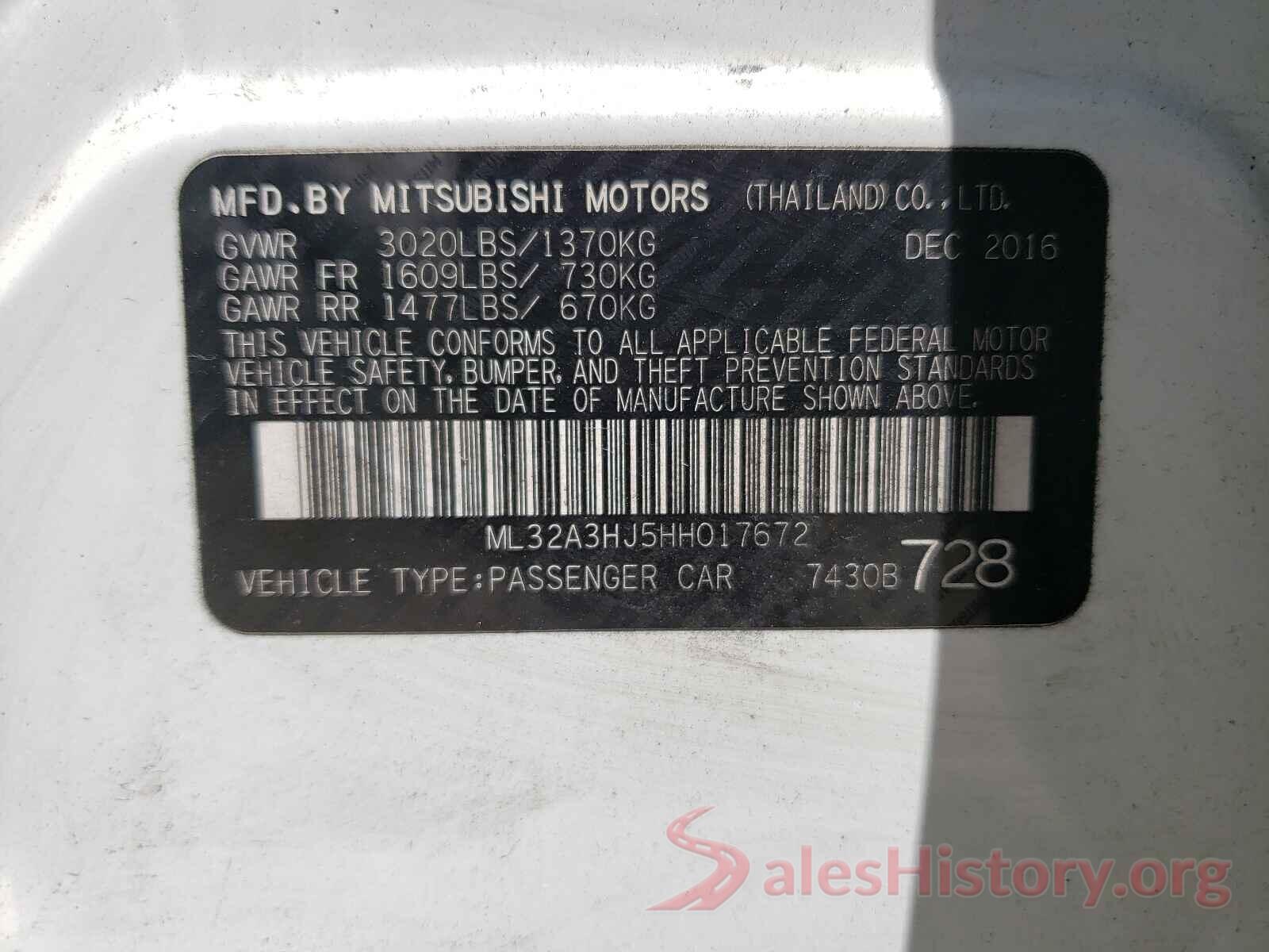 ML32A3HJ5HH017672 2017 MITSUBISHI MIRAGE