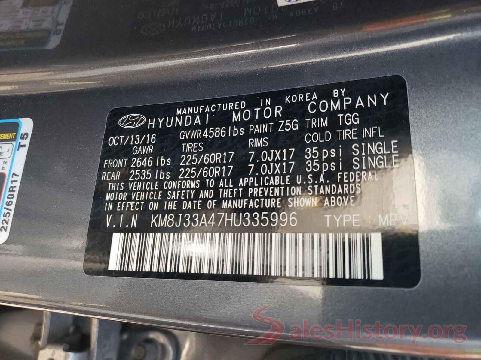 KM8J33A47HU335996 2017 HYUNDAI TUCSON