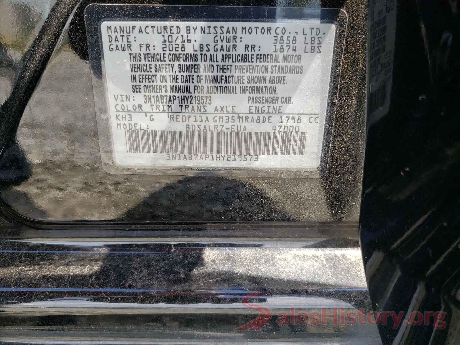 3N1AB7AP1HY219573 2017 NISSAN SENTRA