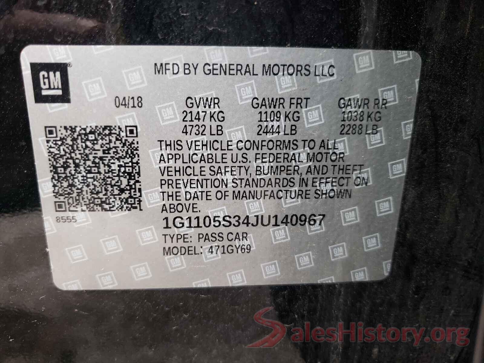 1G1105S34JU140967 2018 CHEVROLET IMPALA