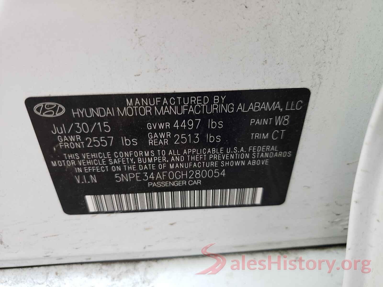 5NPE34AF0GH280054 2016 HYUNDAI SONATA