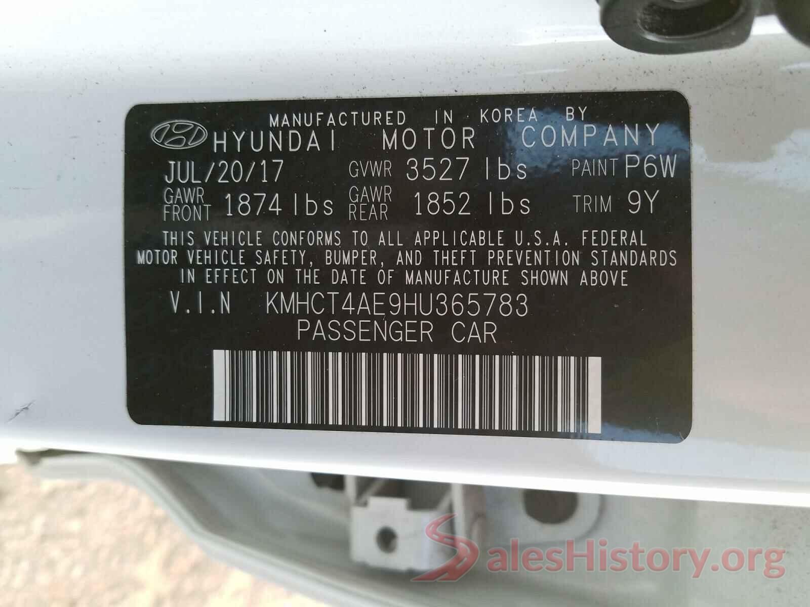 KMHCT4AE9HU365783 2017 HYUNDAI ACCENT