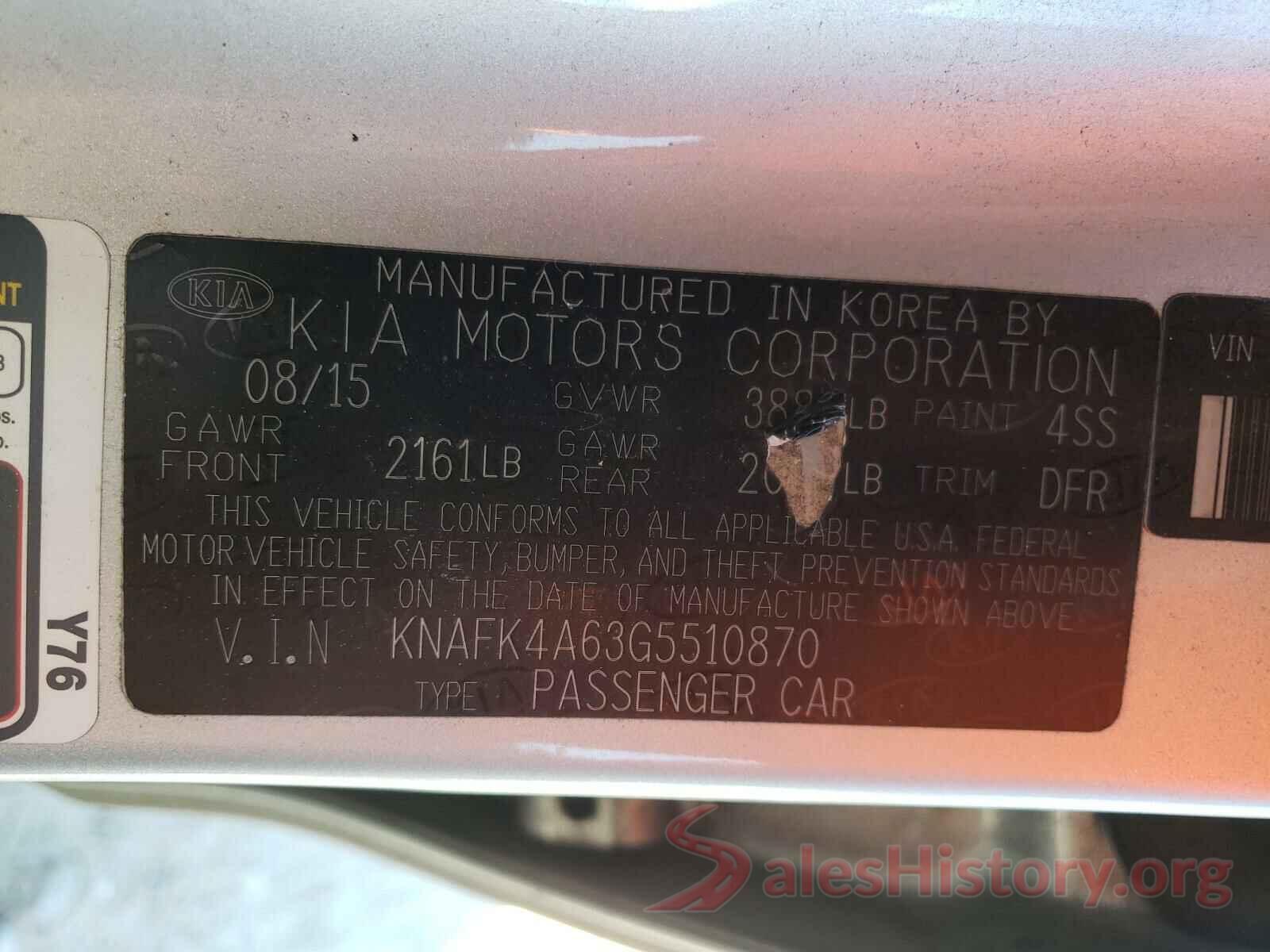 KNAFK4A63G5510870 2016 KIA FORTE