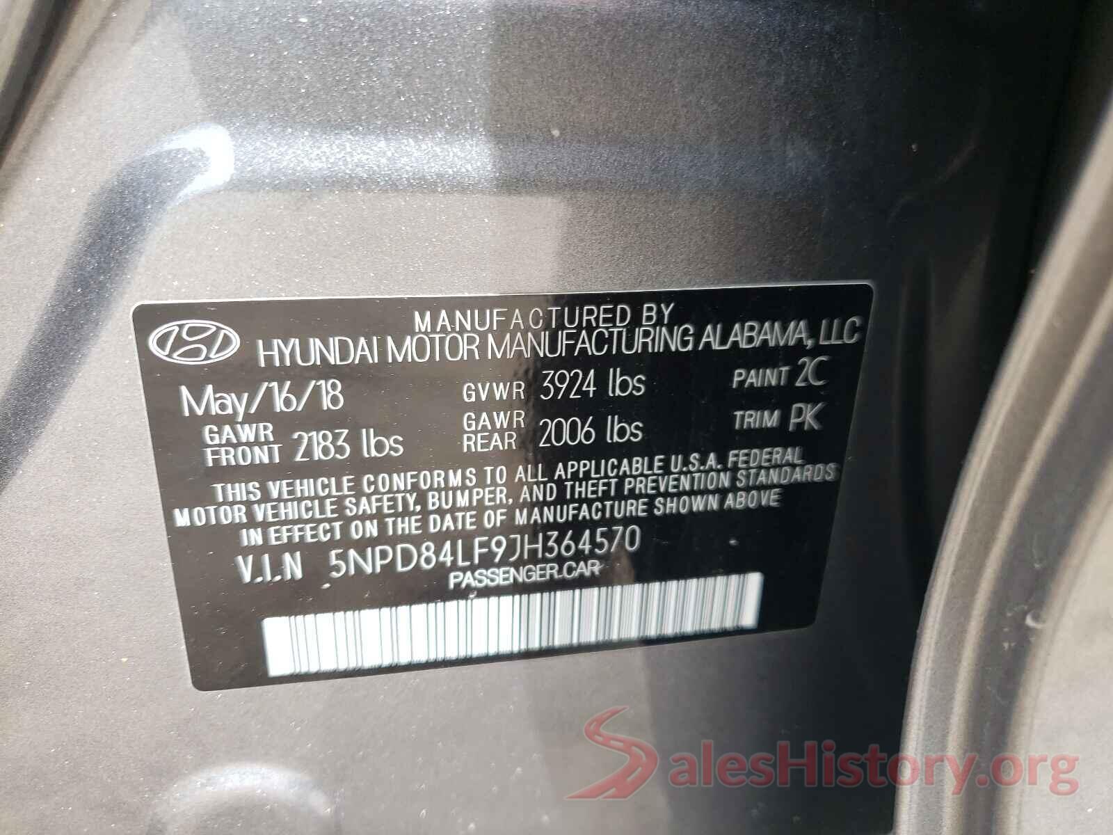 5NPD84LF9JH364570 2018 HYUNDAI ELANTRA