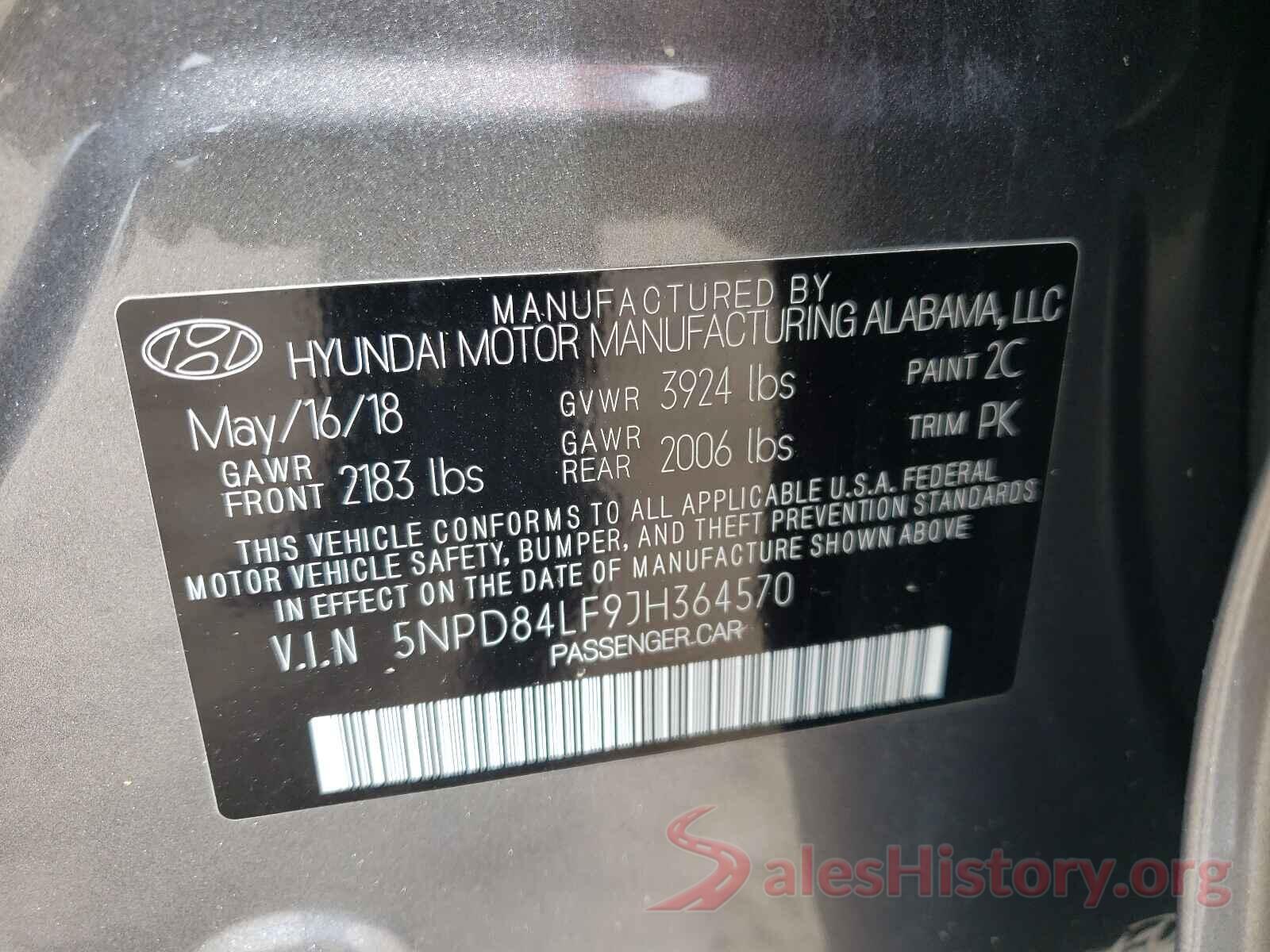 5NPD84LF9JH364570 2018 HYUNDAI ELANTRA