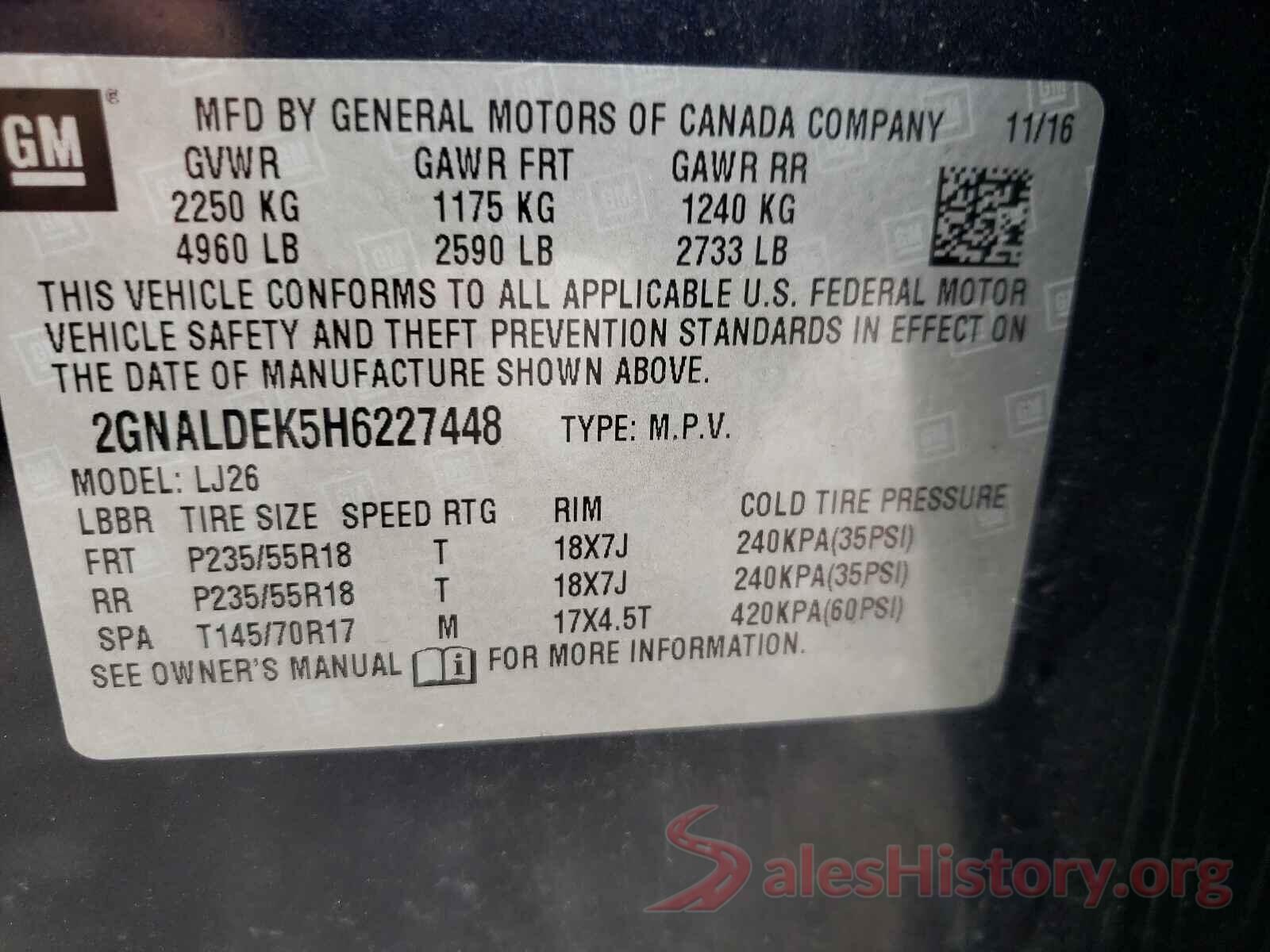 2GNALDEK5H6227448 2017 CHEVROLET EQUINOX