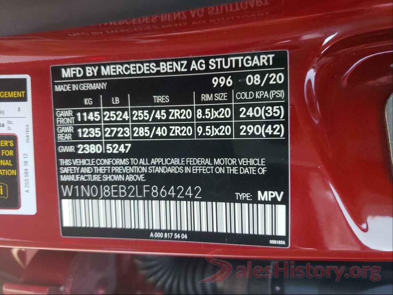 W1N0J8EB2LF864242 2020 MERCEDES-BENZ GLC-CLASS