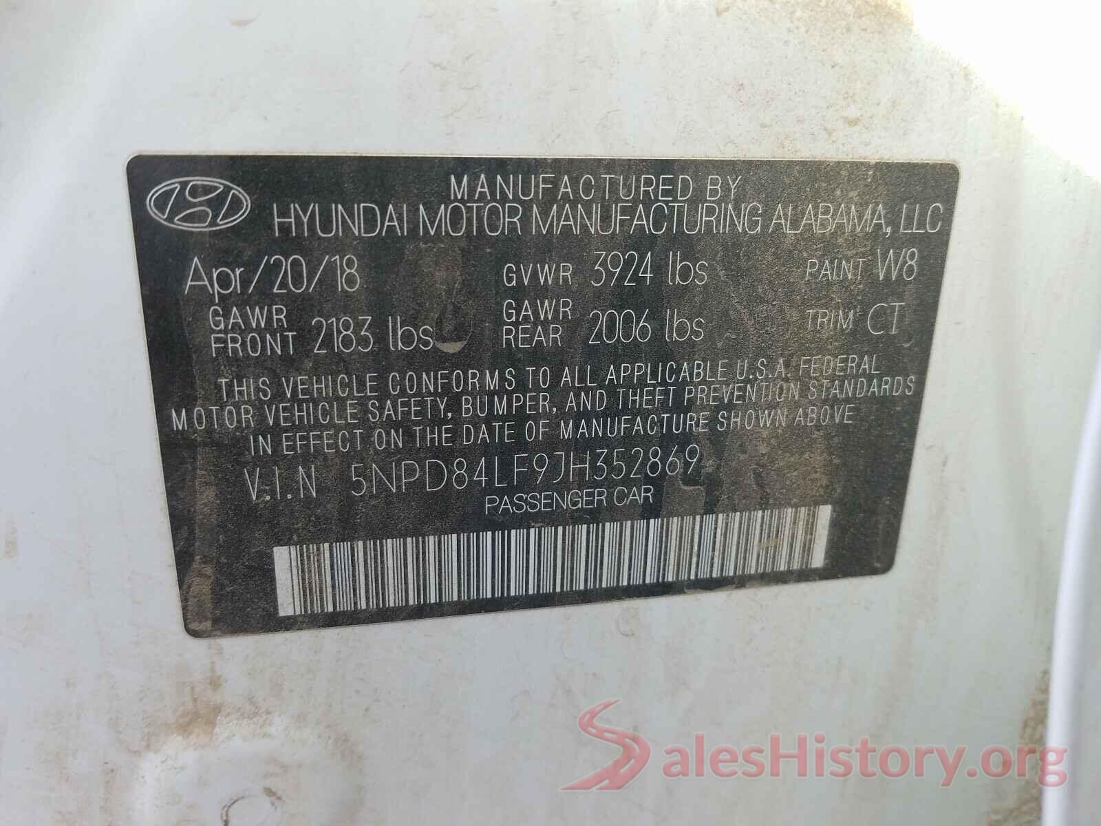 5NPD84LF9JH352869 2018 HYUNDAI ELANTRA