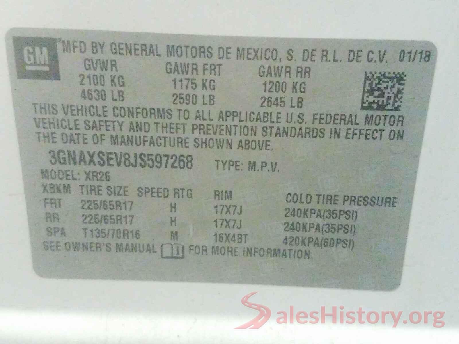 3GNAXSEV8JS597268 2018 CHEVROLET EQUINOX