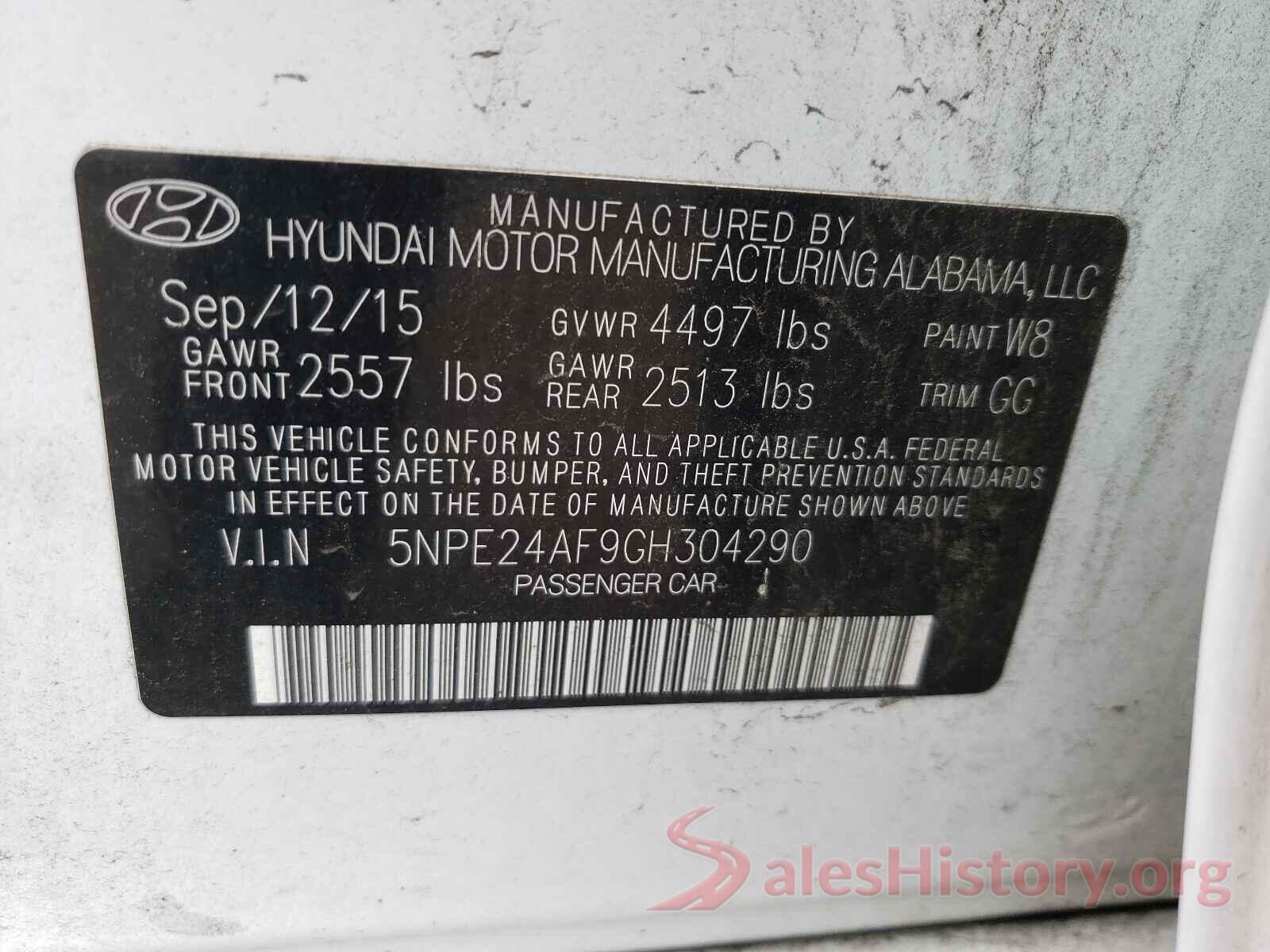 5NPE24AF9GH304290 2016 HYUNDAI SONATA