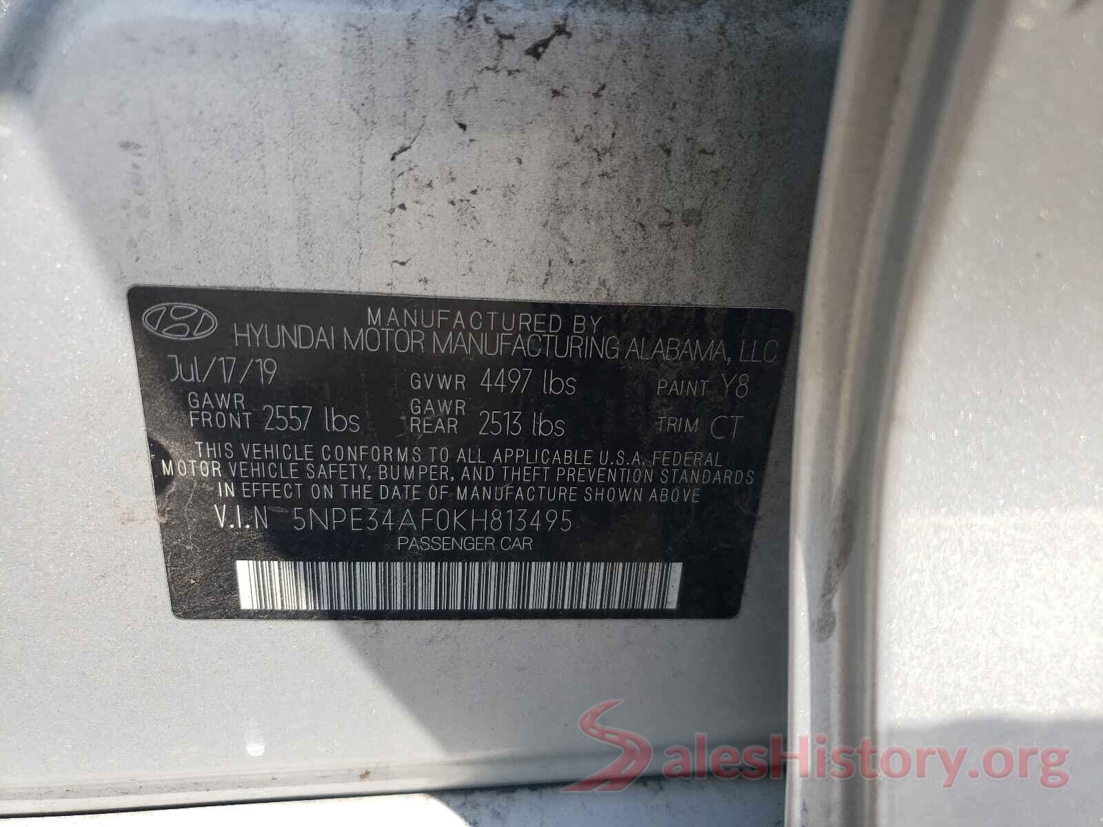 5NPE34AF0KH813495 2019 HYUNDAI SONATA