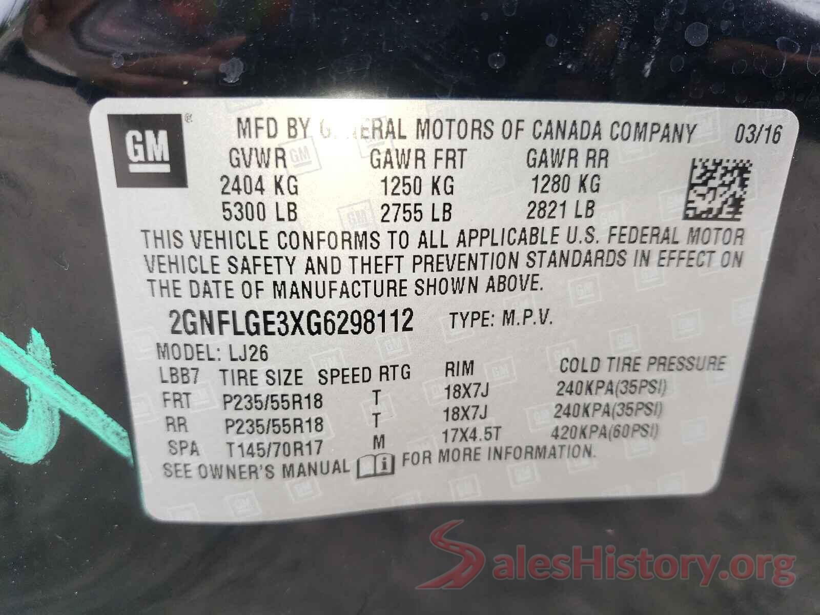 2GNFLGE3XG6298112 2016 CHEVROLET EQUINOX