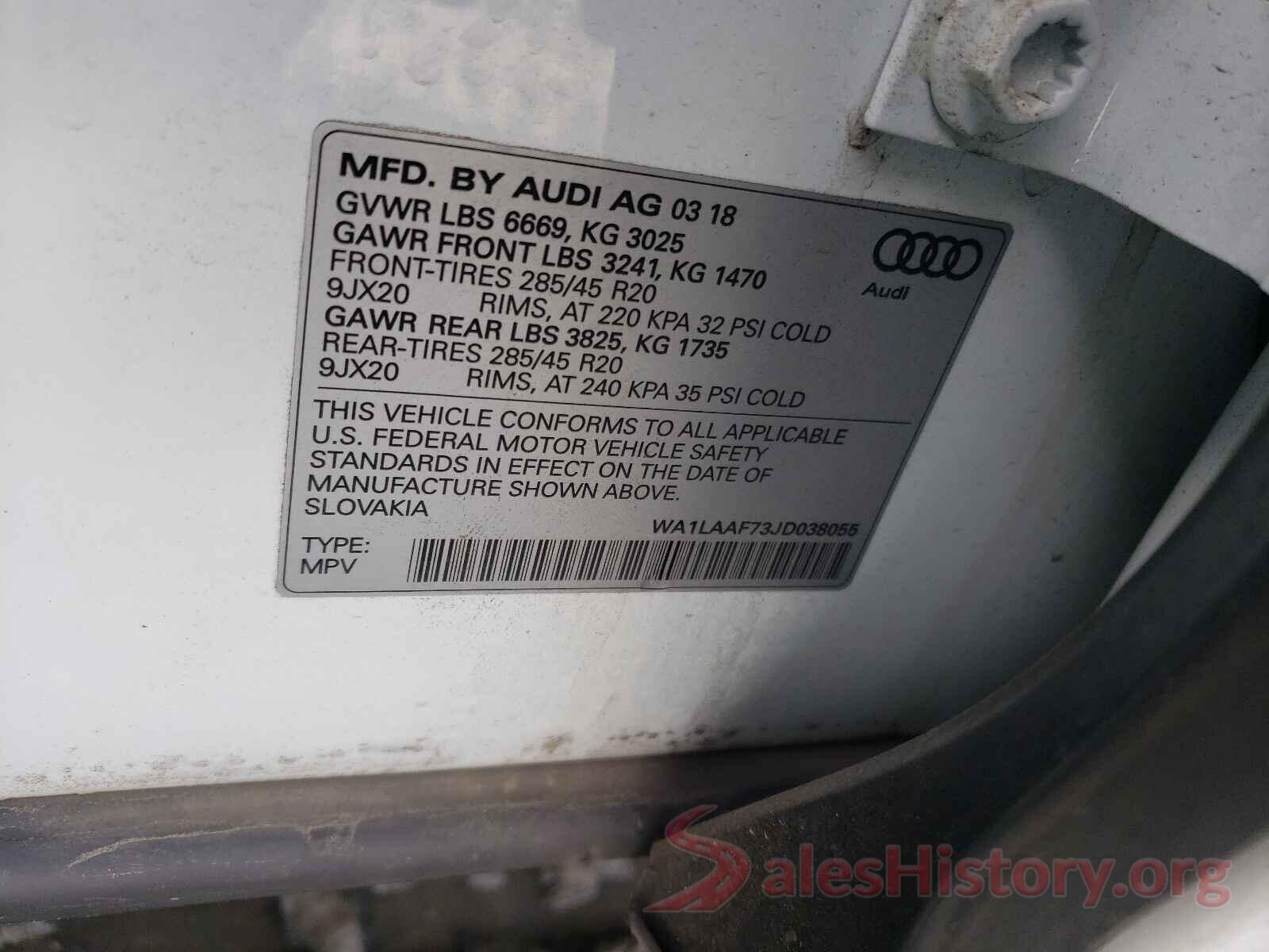 WA1LAAF73JD038055 2018 AUDI Q7