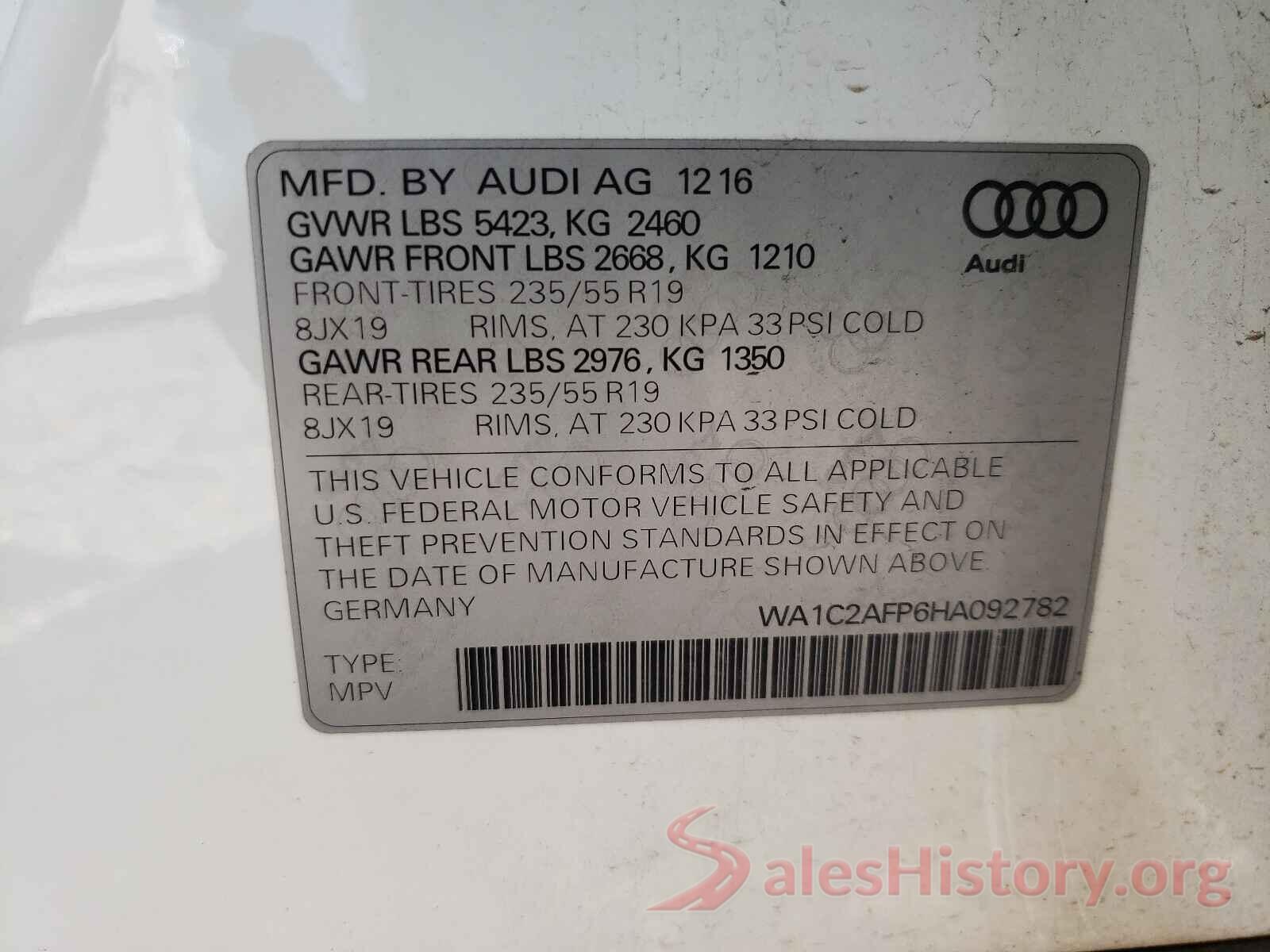 WA1C2AFP6HA092782 2017 AUDI Q5