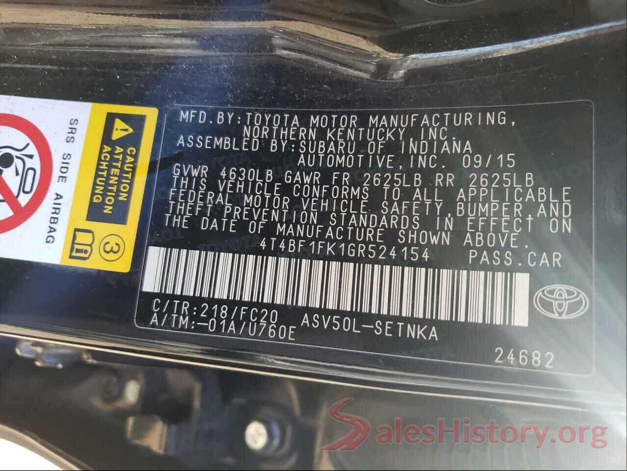 4T4BF1FK1GR524154 2016 TOYOTA CAMRY