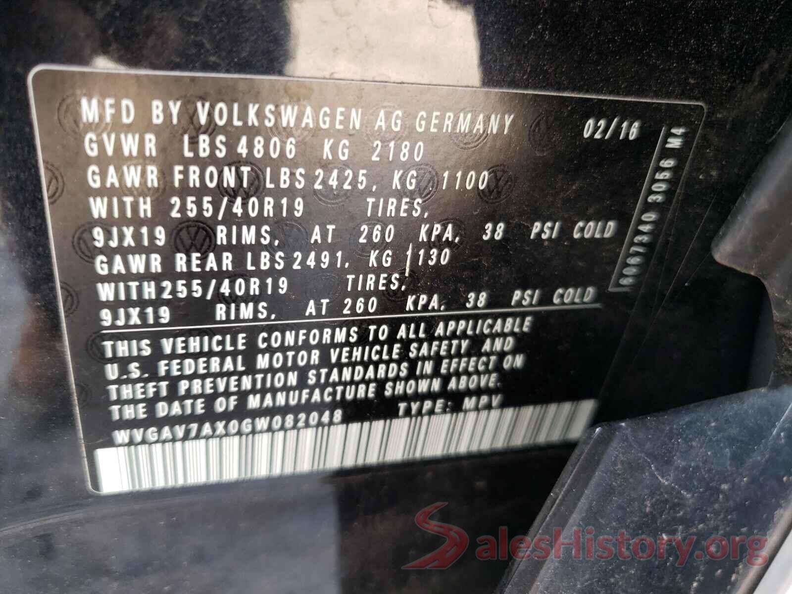 WVGAV7AX0GW082048 2016 VOLKSWAGEN TIGUAN