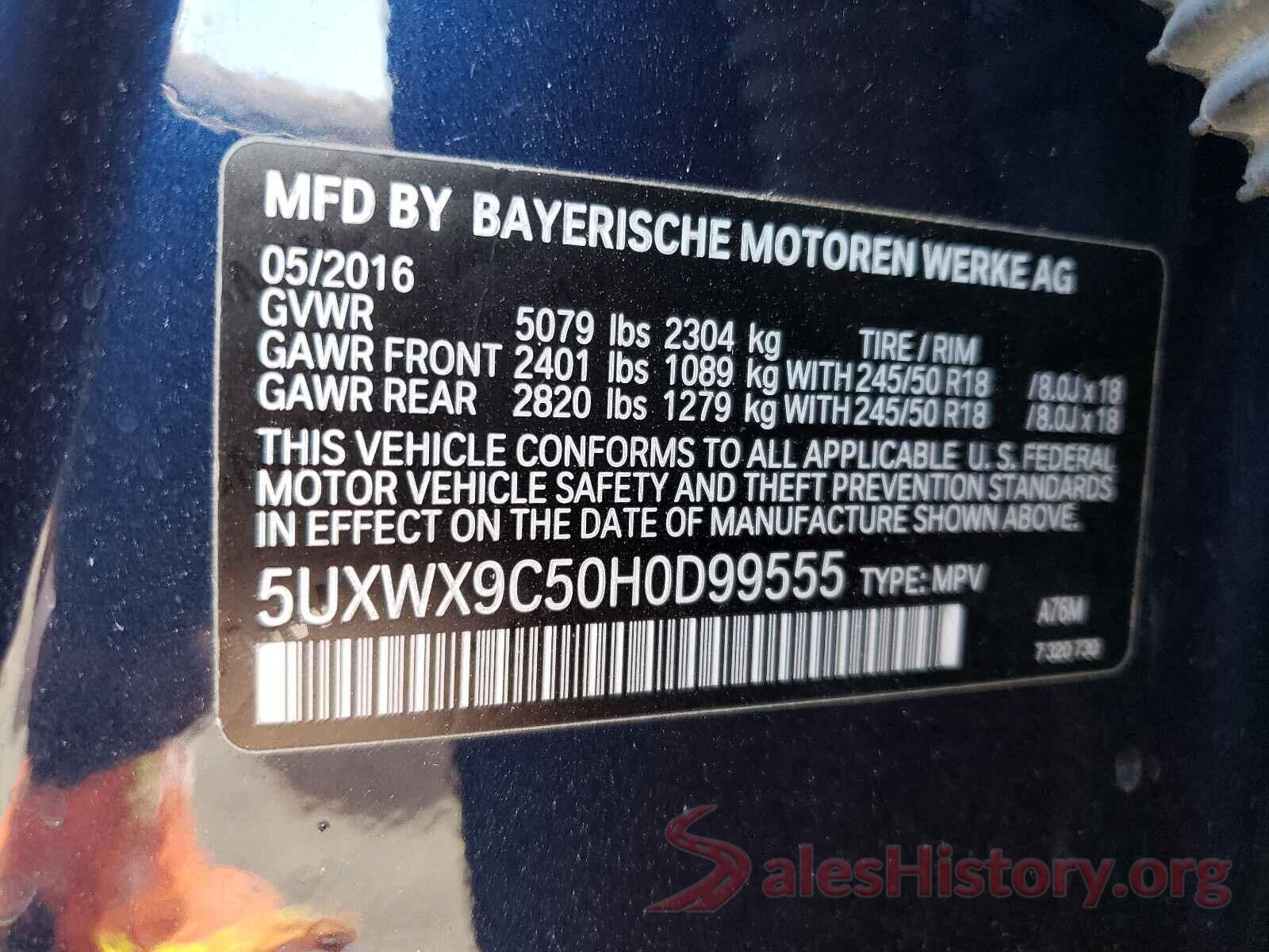 5UXWX9C50H0D99555 2017 BMW X3