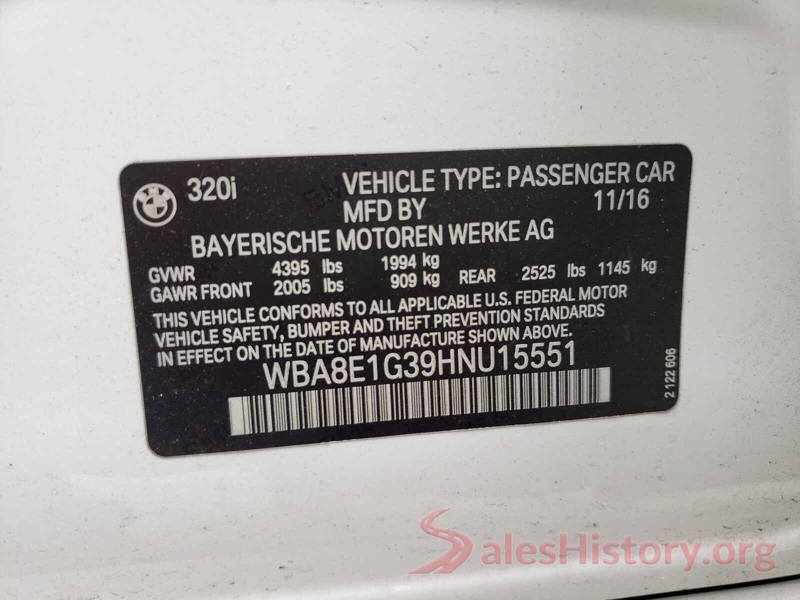 WBA8E1G39HNU15551 2017 BMW 3 SERIES