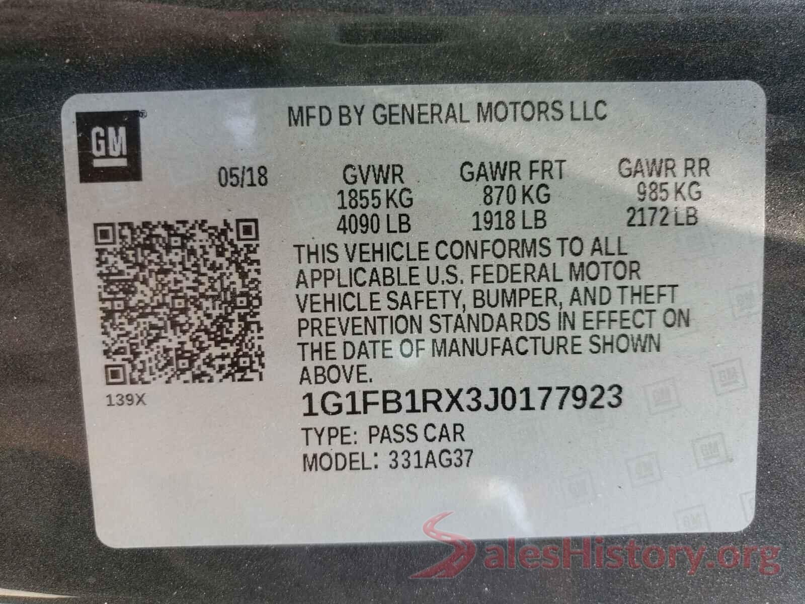 1G1FB1RX3J0177923 2018 CHEVROLET CAMARO