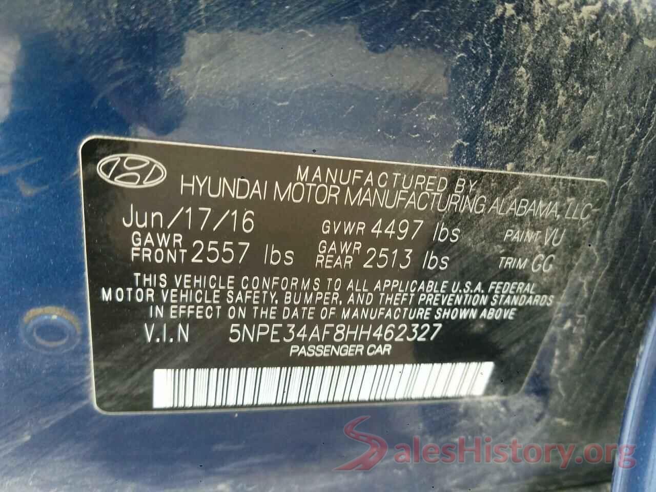 5NPE34AF8HH462327 2017 HYUNDAI SONATA