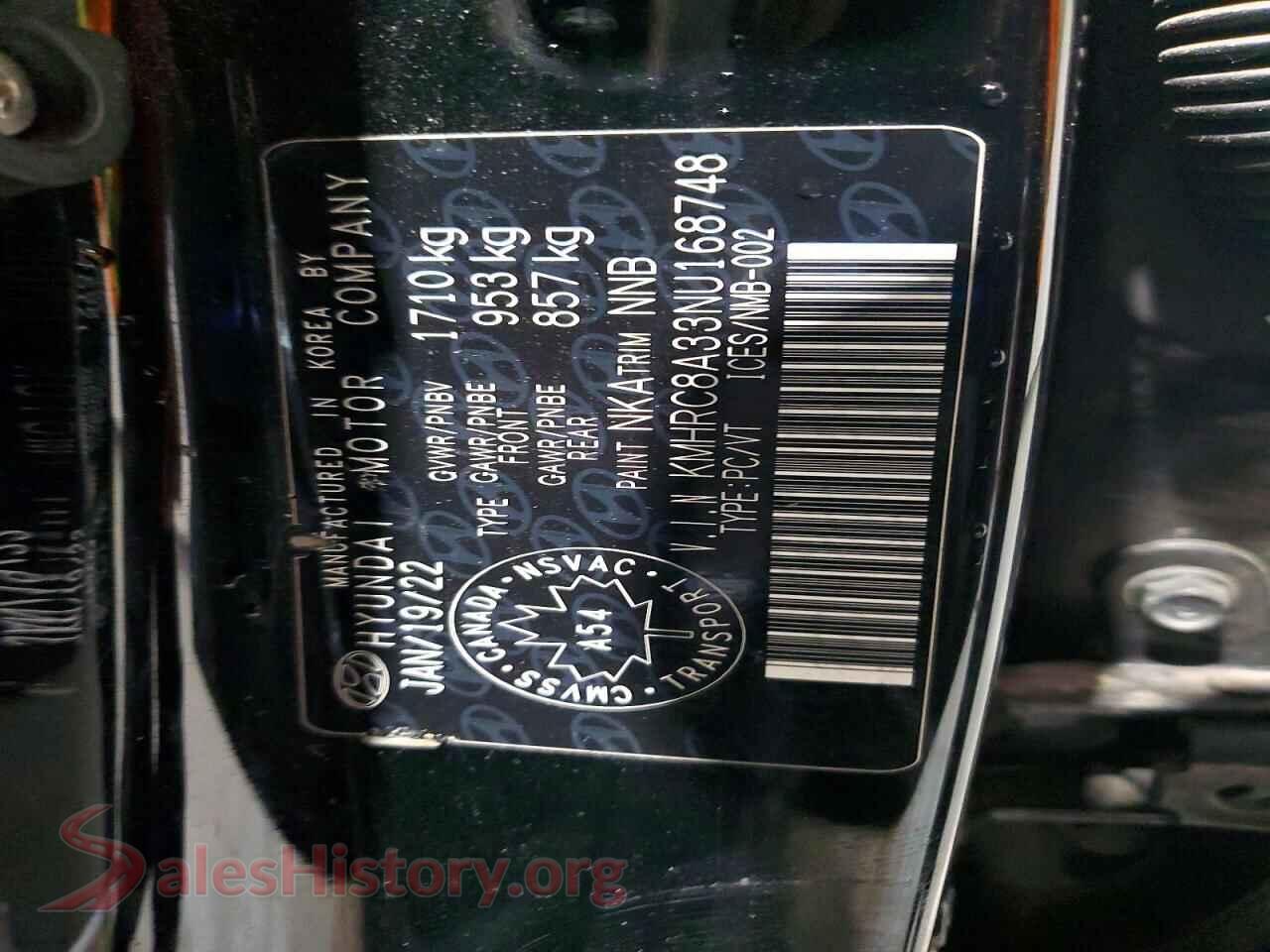 2022 HYUNDAI VENUE VIN KMHRC8A33NU168748, trunk area