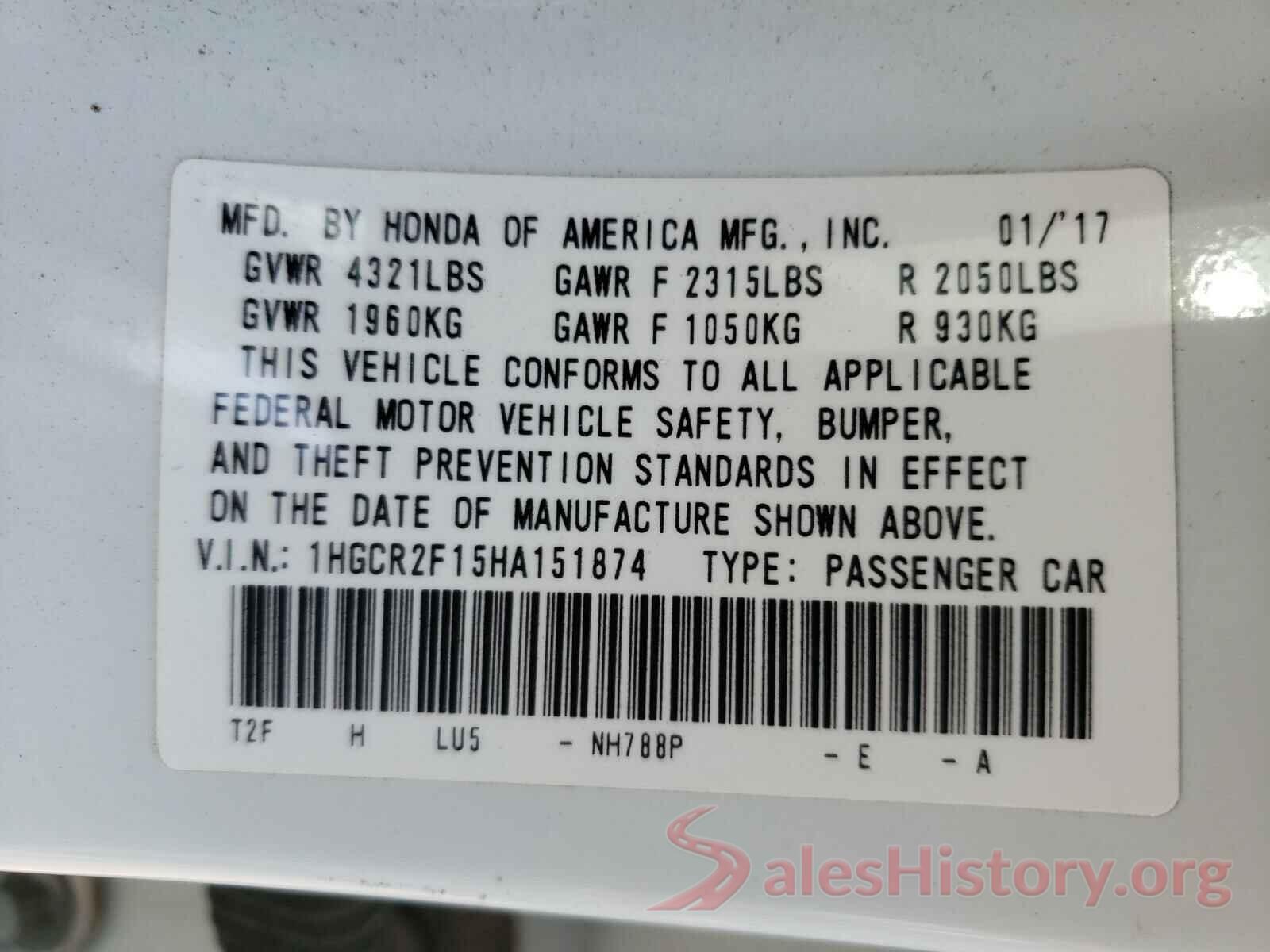 1HGCR2F15HA151874 2017 HONDA ACCORD