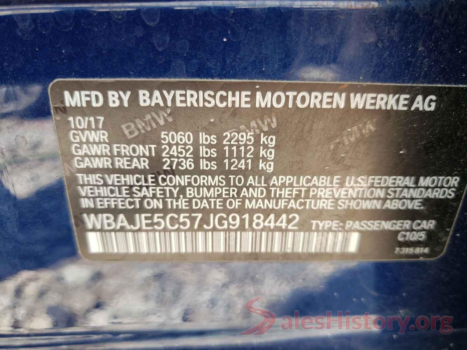 WBAJE5C57JG918442 2018 BMW 5 SERIES