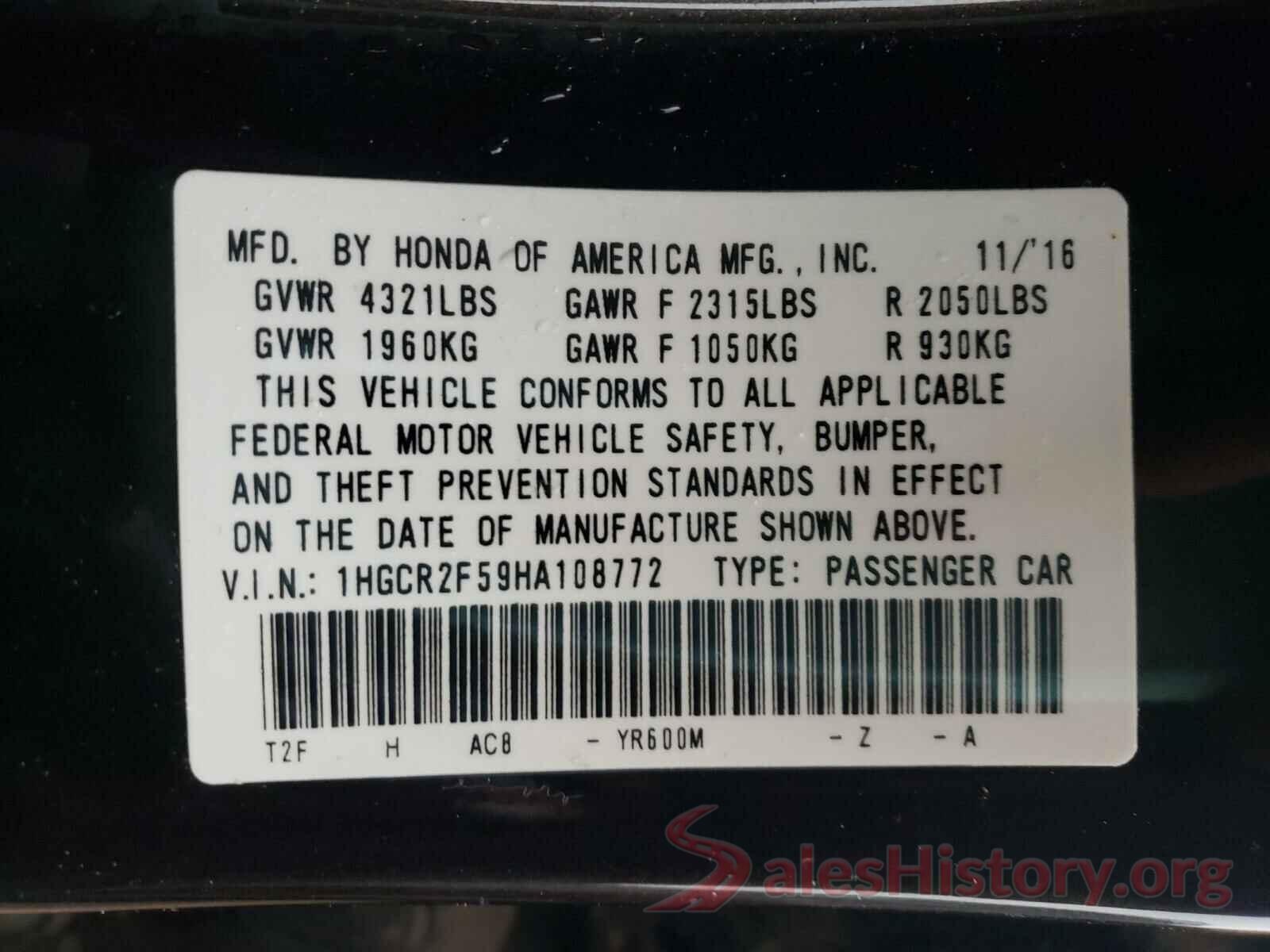 1HGCR2F59HA108772 2017 HONDA ACCORD