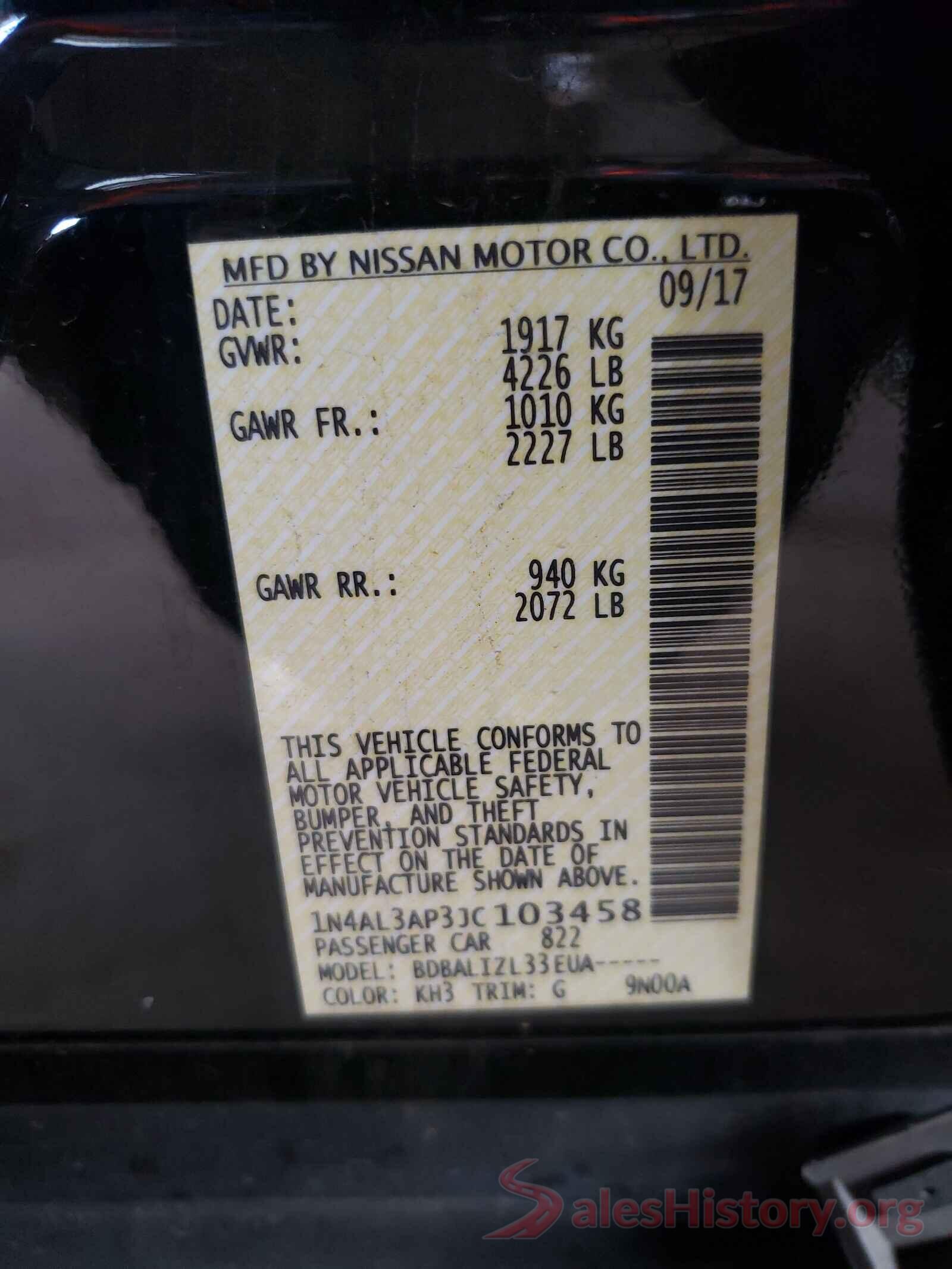 1N4AL3AP3JC103458 2018 NISSAN ALTIMA