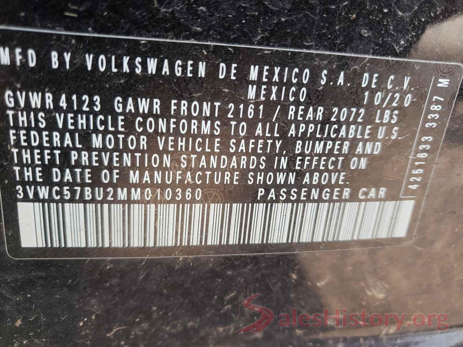 3VWC57BU2MM010360 2021 VOLKSWAGEN JETTA