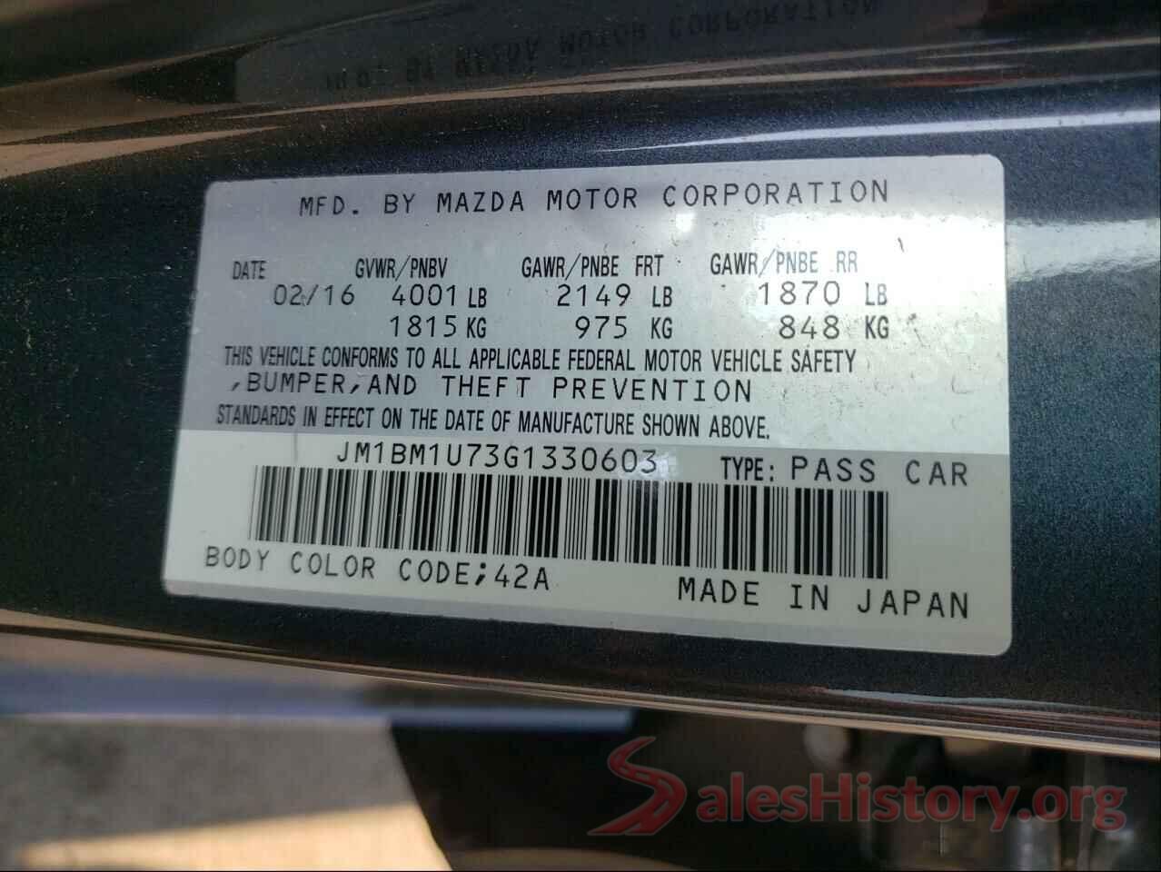 JM1BM1U73G1330603 2016 MAZDA 3