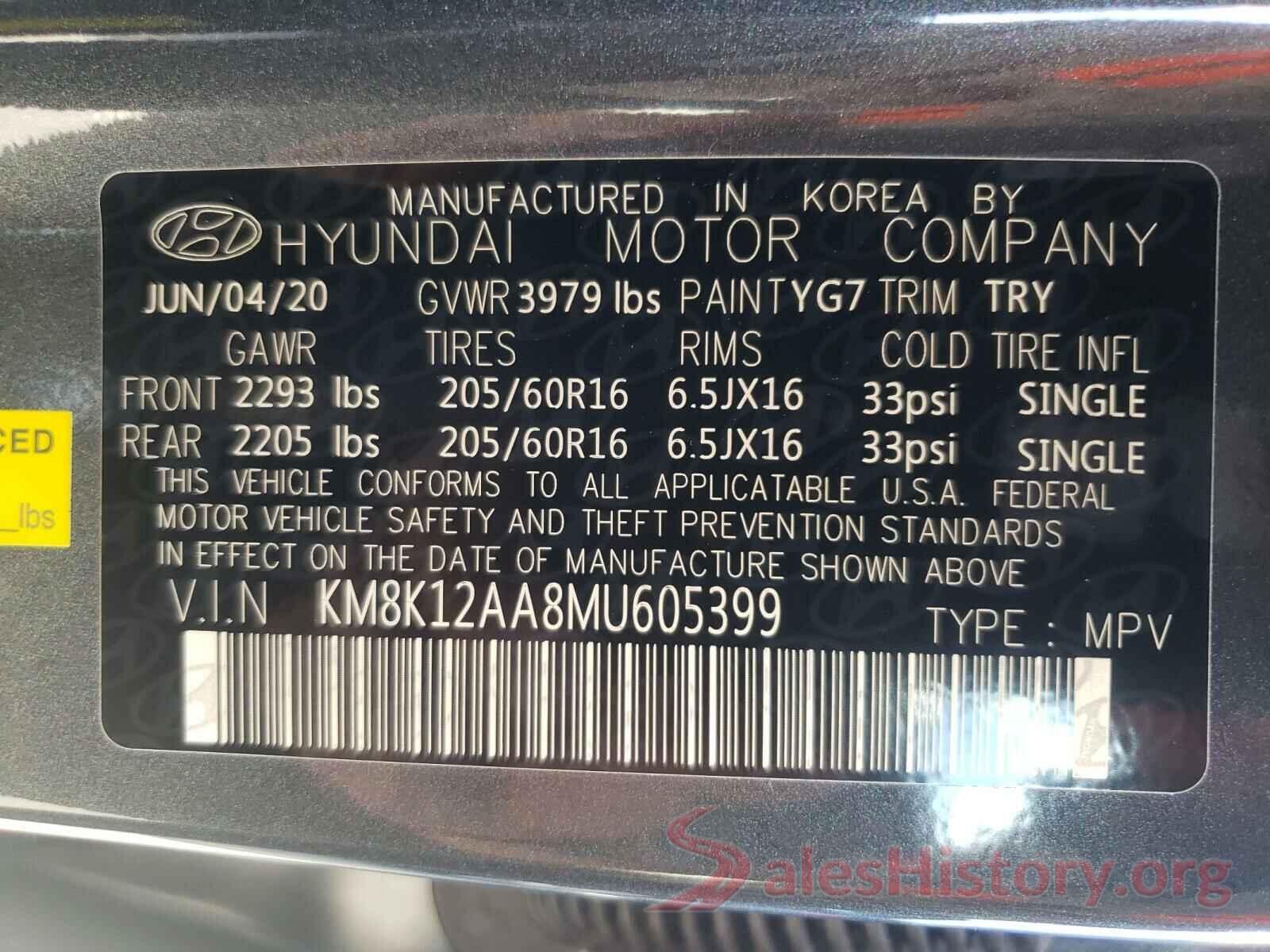 KM8K12AA8MU605399 2021 HYUNDAI KONA