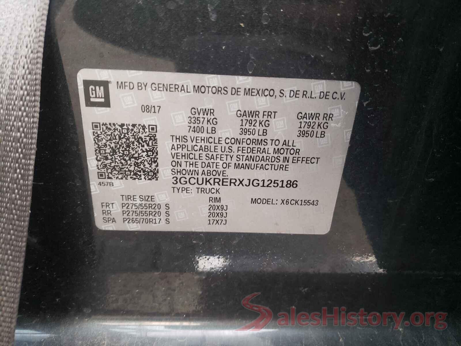 3GCUKRERXJG125186 2018 CHEVROLET SILVERADO