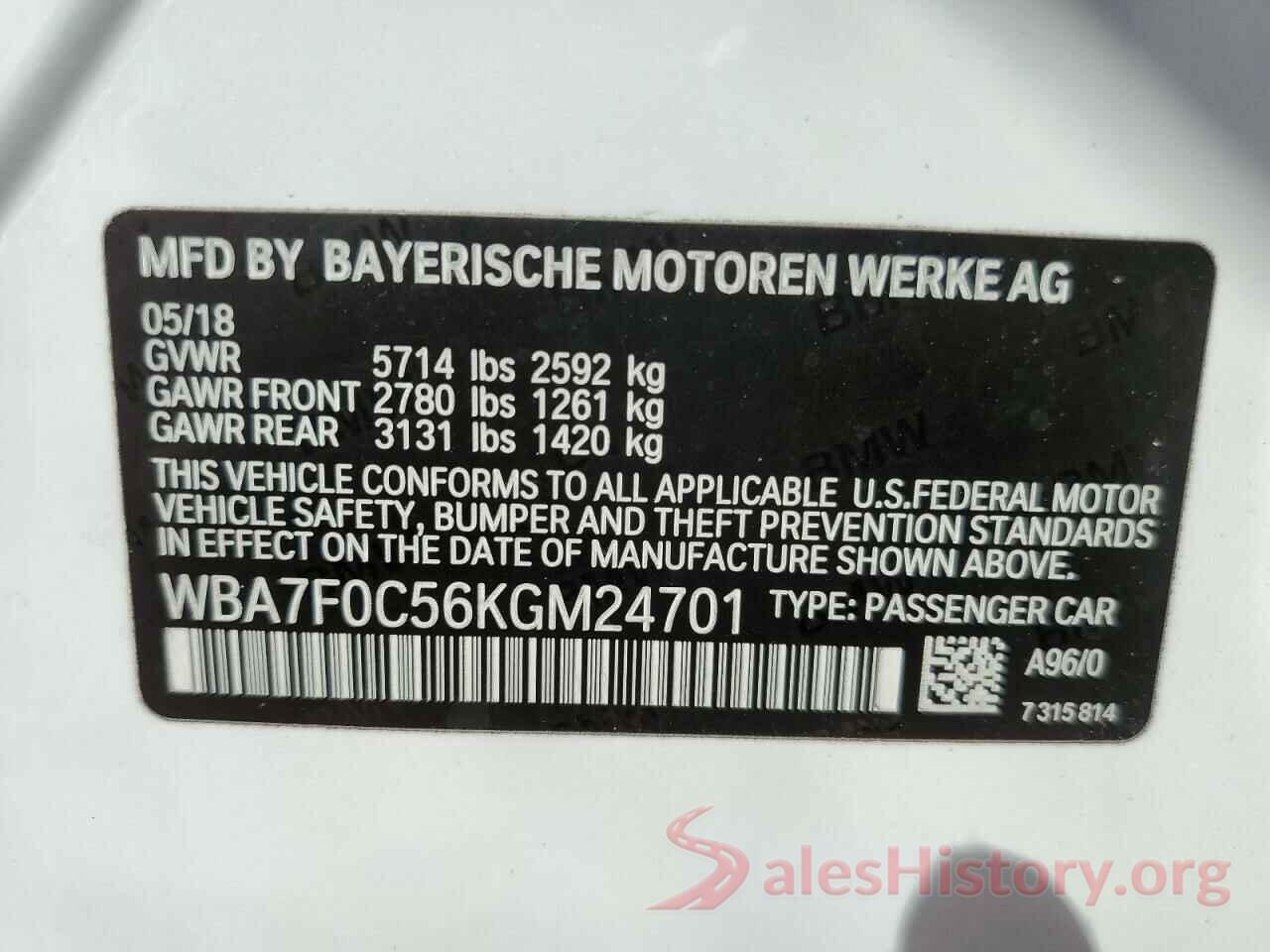 WBA7F0C56KGM24701 2019 BMW 7 SERIES