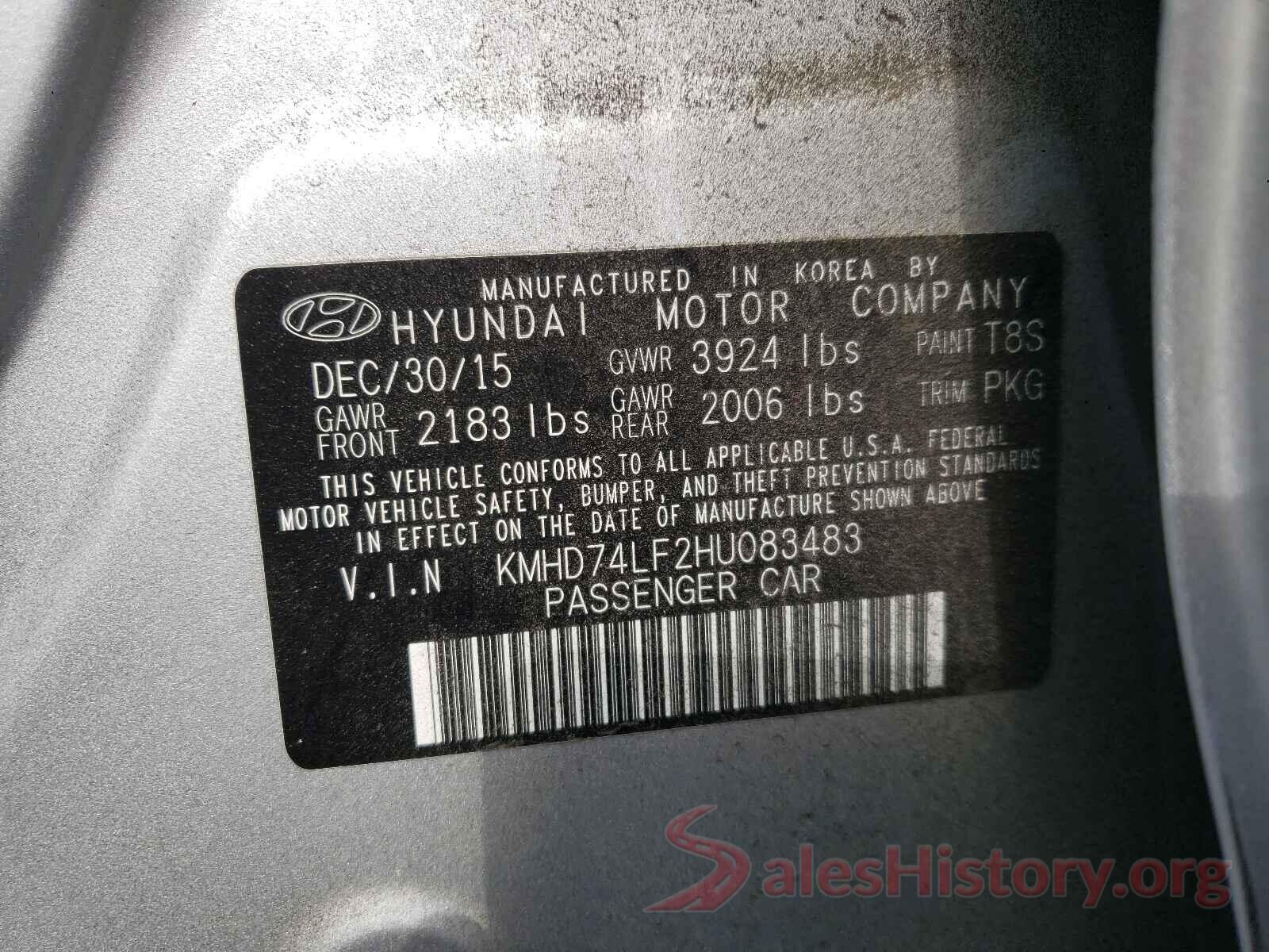 KMHD74LF2HU083483 2017 HYUNDAI ELANTRA