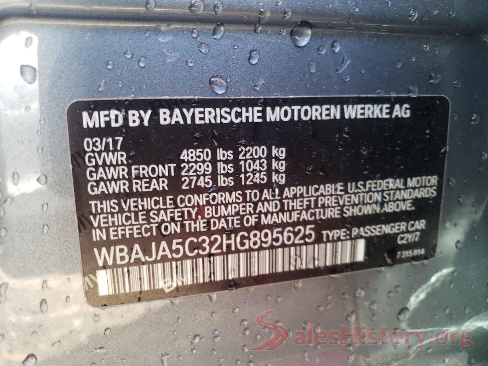 WBAJA5C32HG895625 2017 BMW 5 SERIES