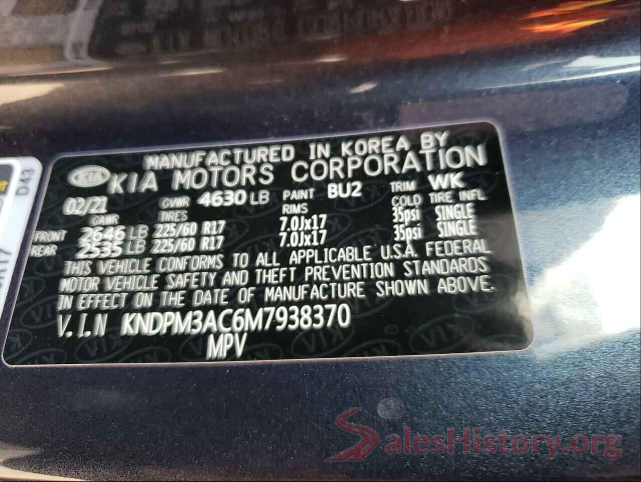 KNDPM3AC6M7938370 2021 KIA SPORTAGE