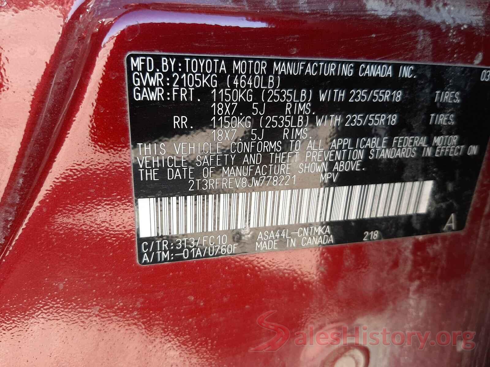 2T3RFREV8JW778221 2018 TOYOTA RAV4