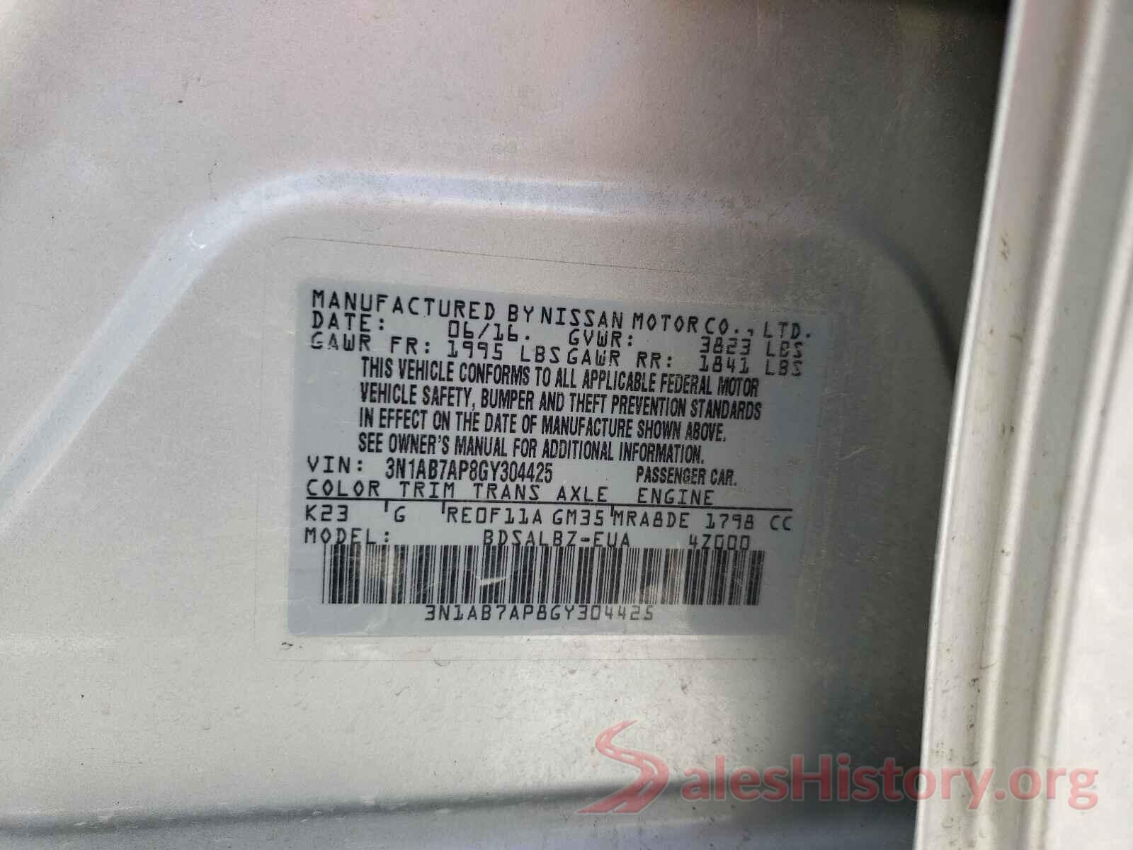 3N1AB7AP8GY304425 2016 NISSAN SENTRA