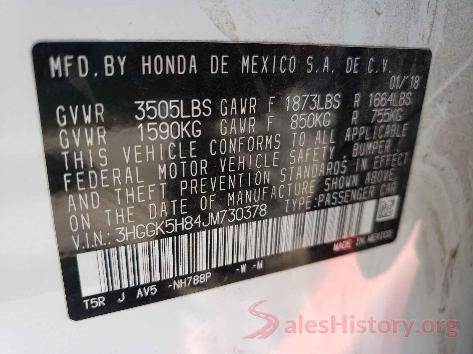 3HGGK5H84JM730378 2018 HONDA FIT