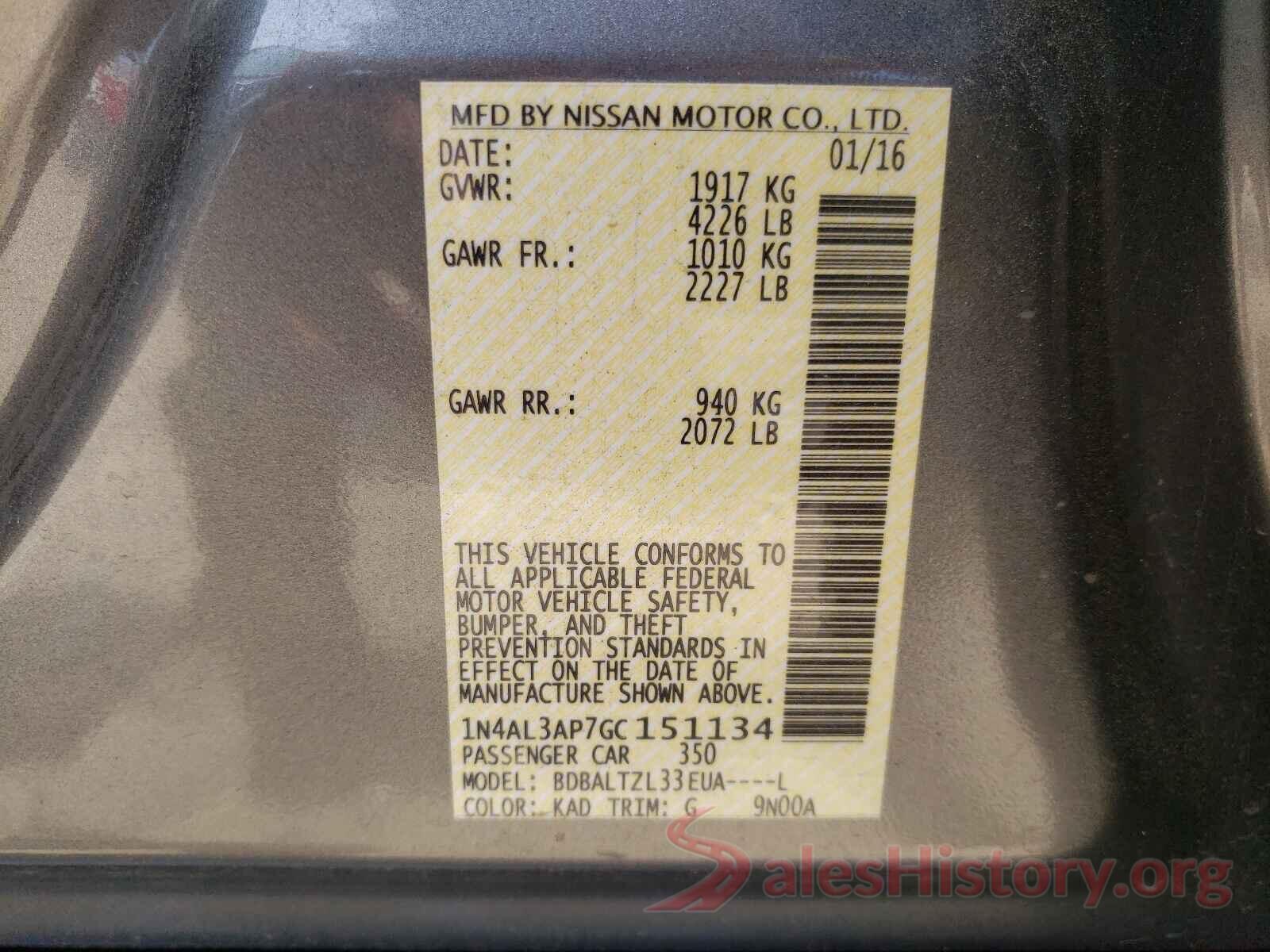 1N4AL3AP7GC151134 2016 NISSAN ALTIMA