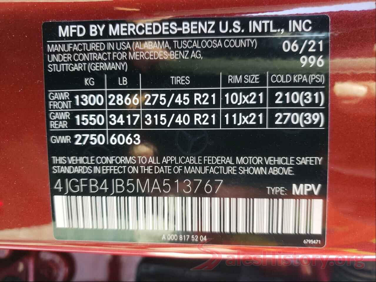 4JGFB4JB5MA513767 2021 MERCEDES-BENZ GLE-CLASS