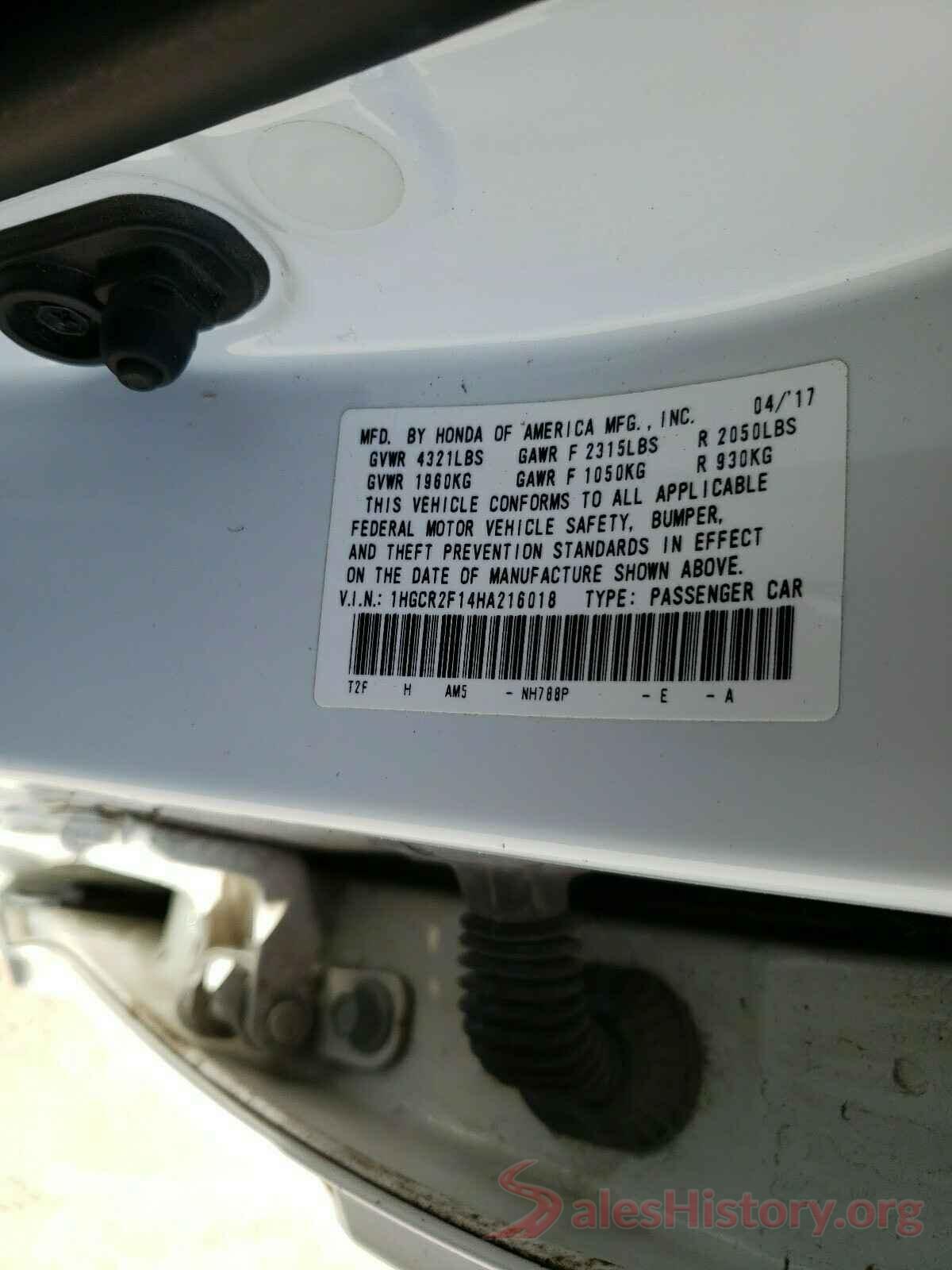 1HGCR2F14HA216018 2017 HONDA ACCORD