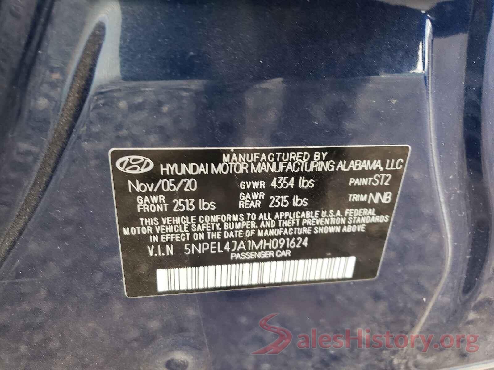 5NPEL4JA1MH091624 2021 HYUNDAI SONATA