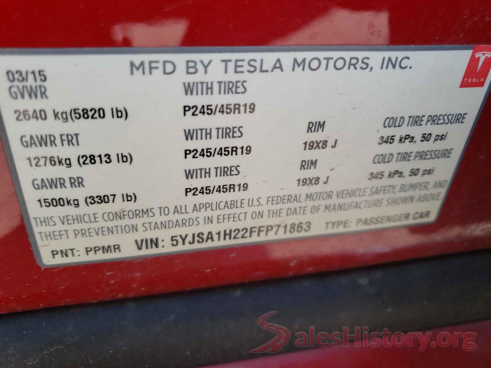 5YJSA1H22FFP71863 2015 TESLA MODEL S