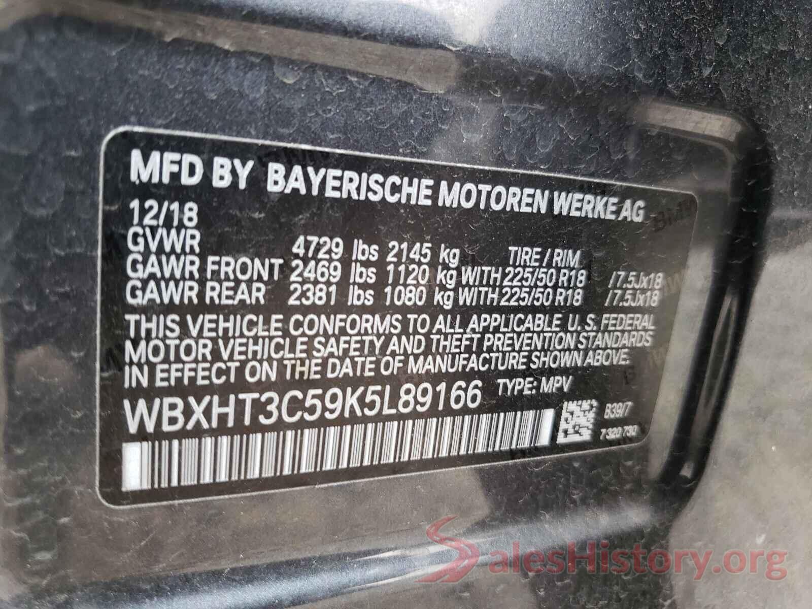 WBXHT3C59K5L89166 2019 BMW X1