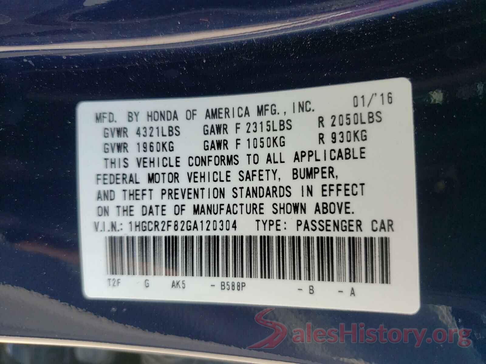 1HGCR2F82GA120304 2016 HONDA ACCORD