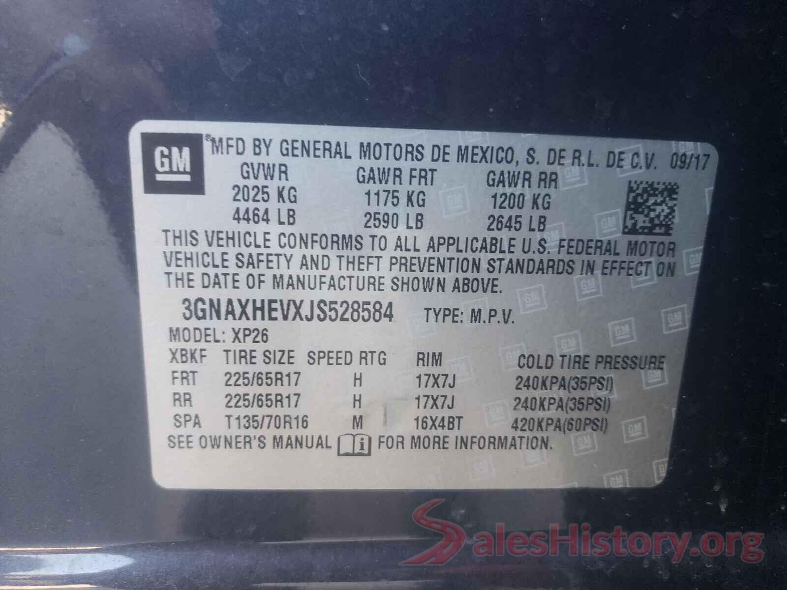 3GNAXHEVXJS528584 2018 CHEVROLET EQUINOX