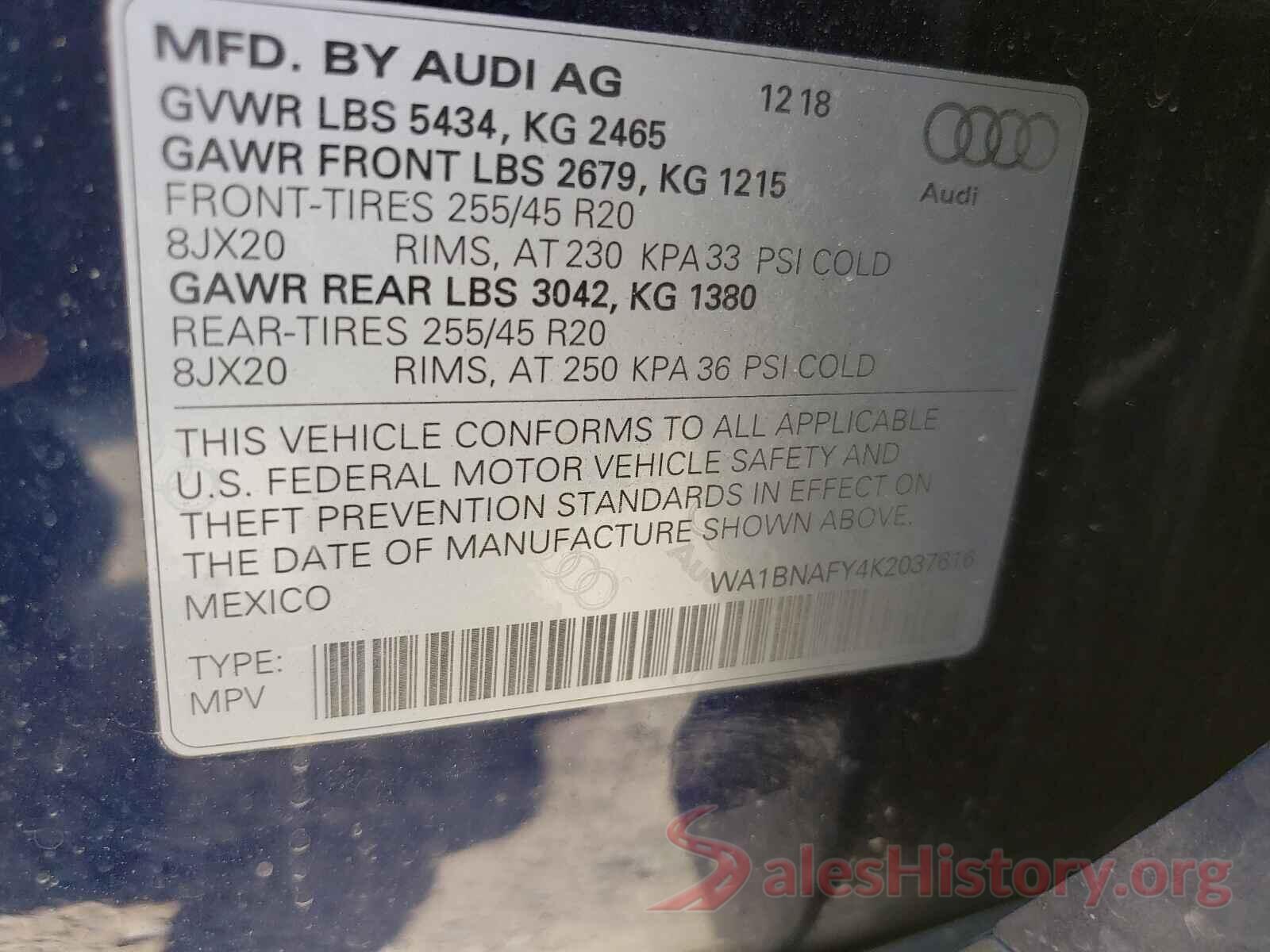 WA1BNAFY4K2037616 2019 AUDI Q5